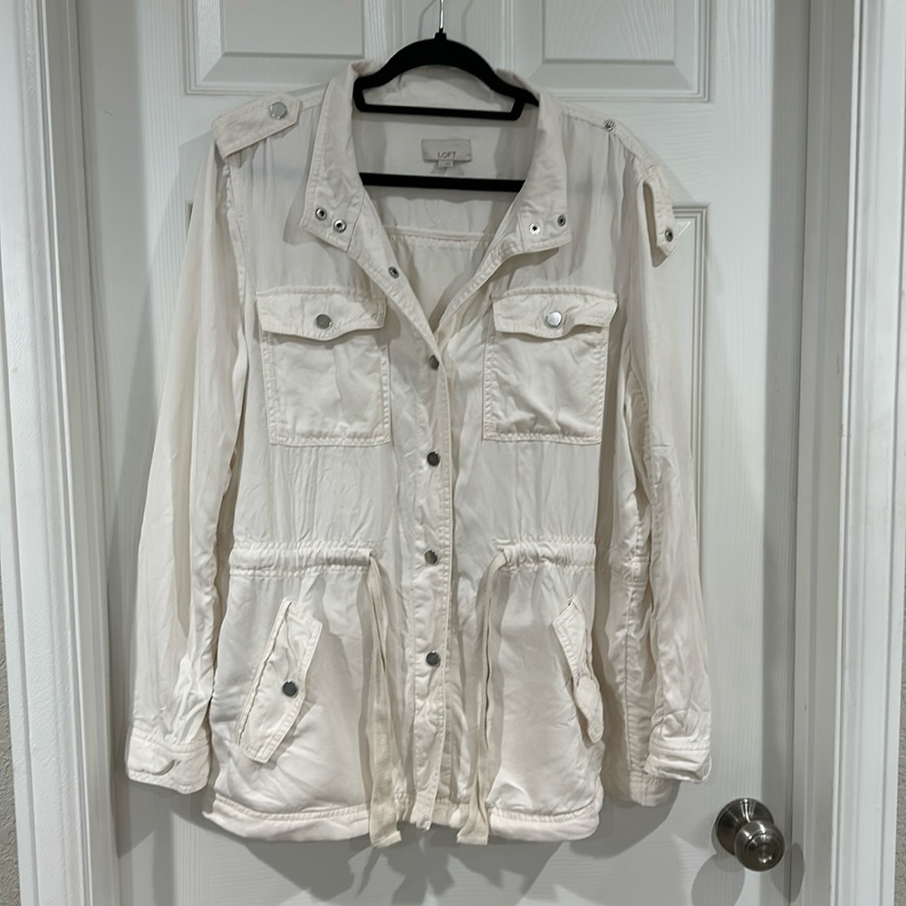 Off White Loft Utility Jacket, Size Large - image 1